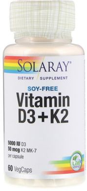 Витамин D3 + K2. Solaray (60 капсул)